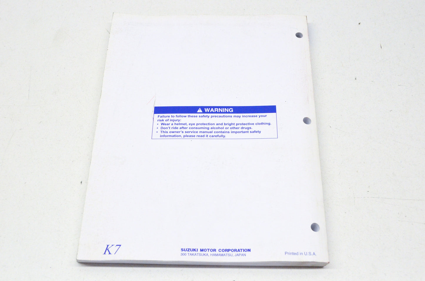 OEM Suzuki 99011-36F56-03A Owner's & Service Manual RM125K7 20 NOS