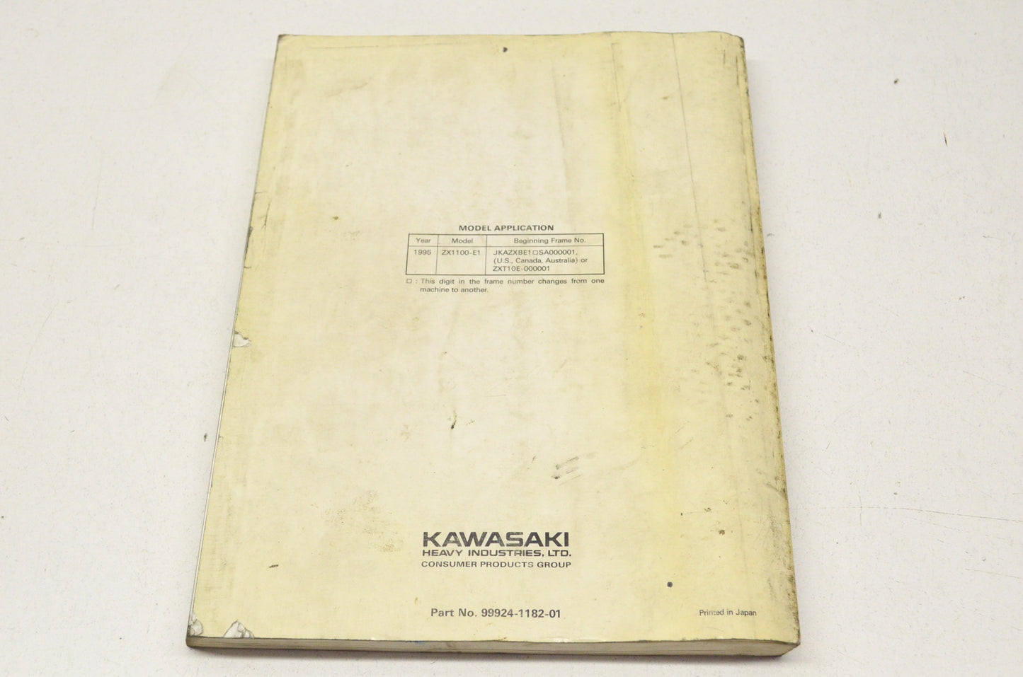 OEM Kawasaki 99924-1182-01 Service Manual ZX1100E