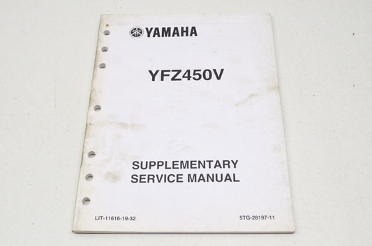 OEM Yamaha LIT-11616-19-32 YFZ450V Service Manual Supplement