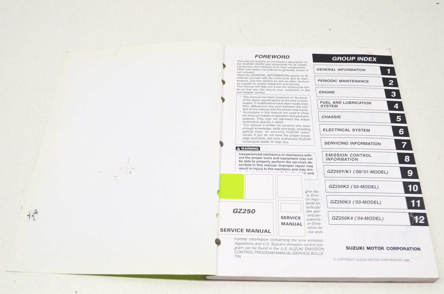 OEM Suzuki 99500-32105-03E GZ250 1999-2010 Service Manual NOS