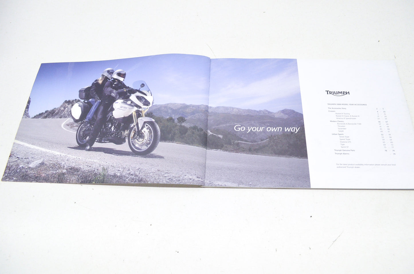 New OEM Triumph 2008 Accessories Catalog NOS
