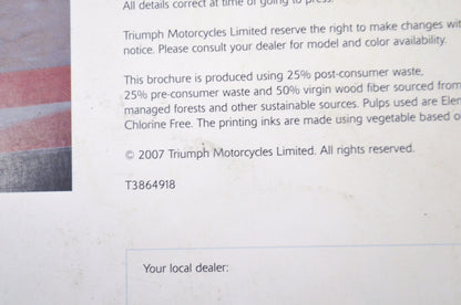 New OEM Triumph 2008 Accessories Catalog NOS