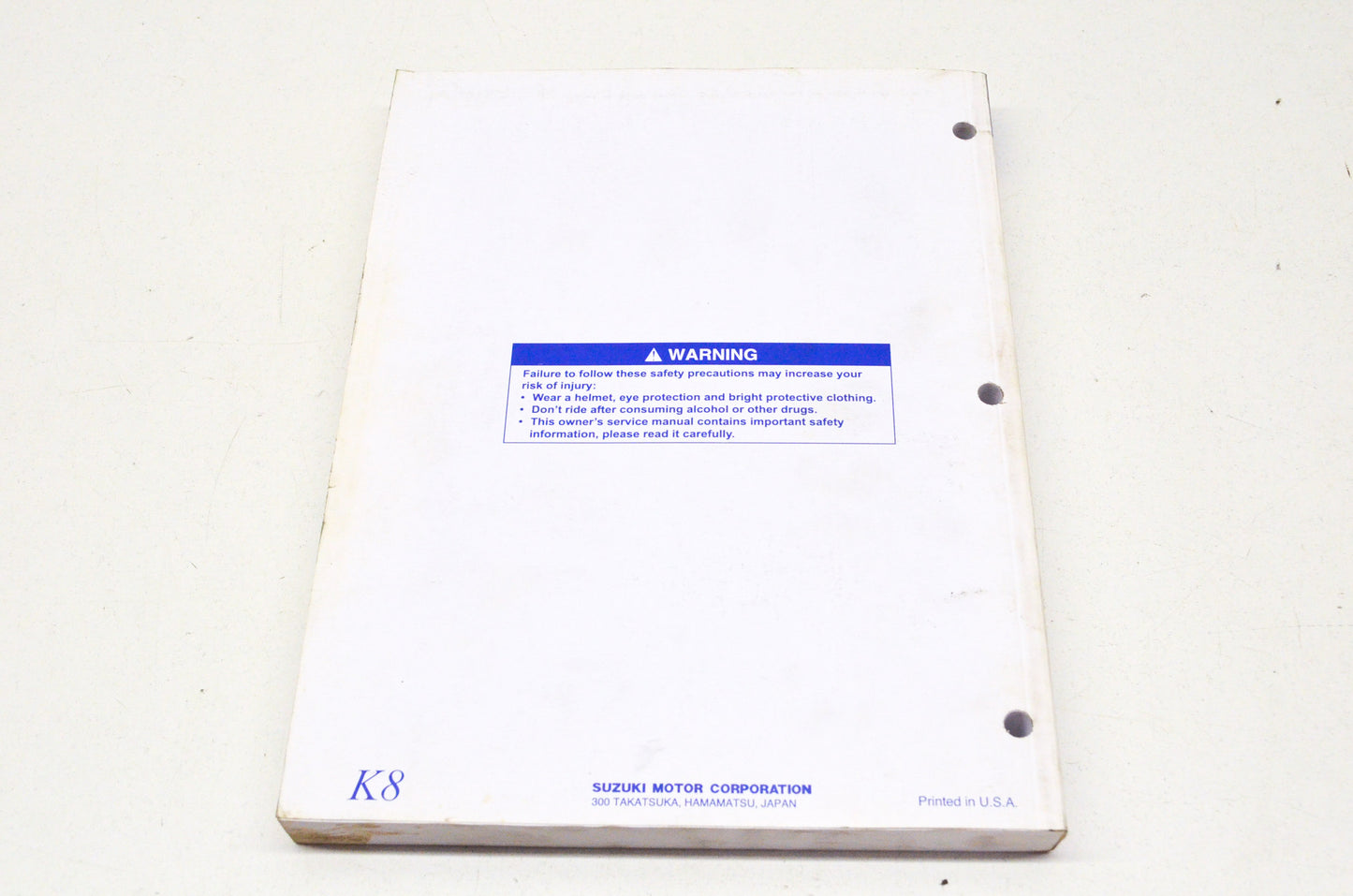 OEM Suzuki 99011-28H50-03A Owner's & Service Manual RMZ450K8 2 NOS