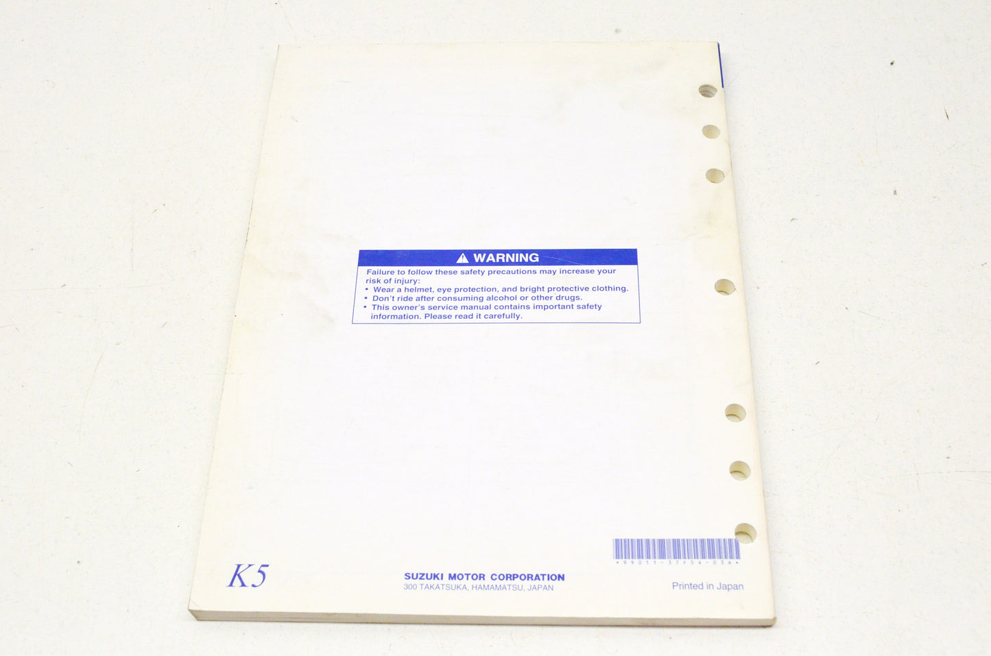 OEM Suzuki 99011-37F54-03A Owner's & Service Manual RM250K5 20 NOS