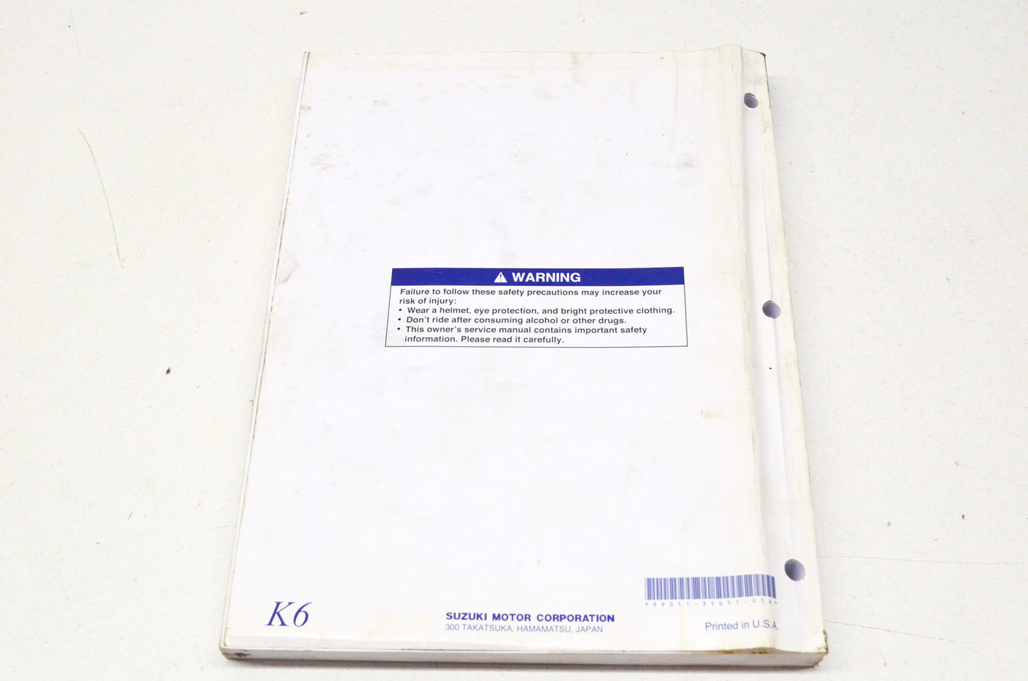 OEM Suzuki 99011-35G51-03A Owner's & Service Manual RM-Z450K6