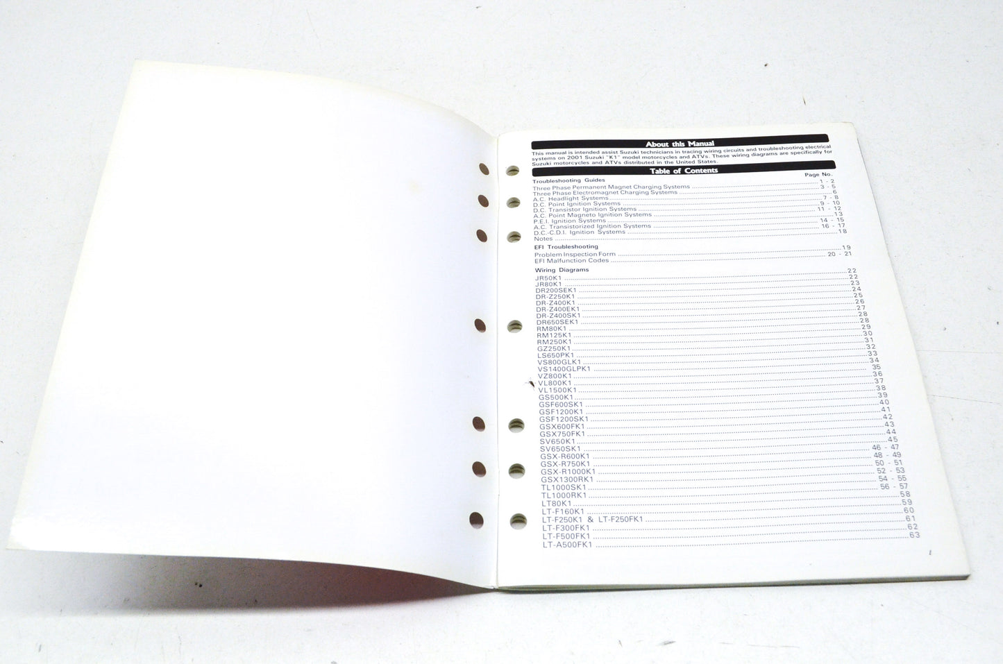 OEM Suzuki 99923-54001 Wiring Diagram Manual 2001 'K1' Models