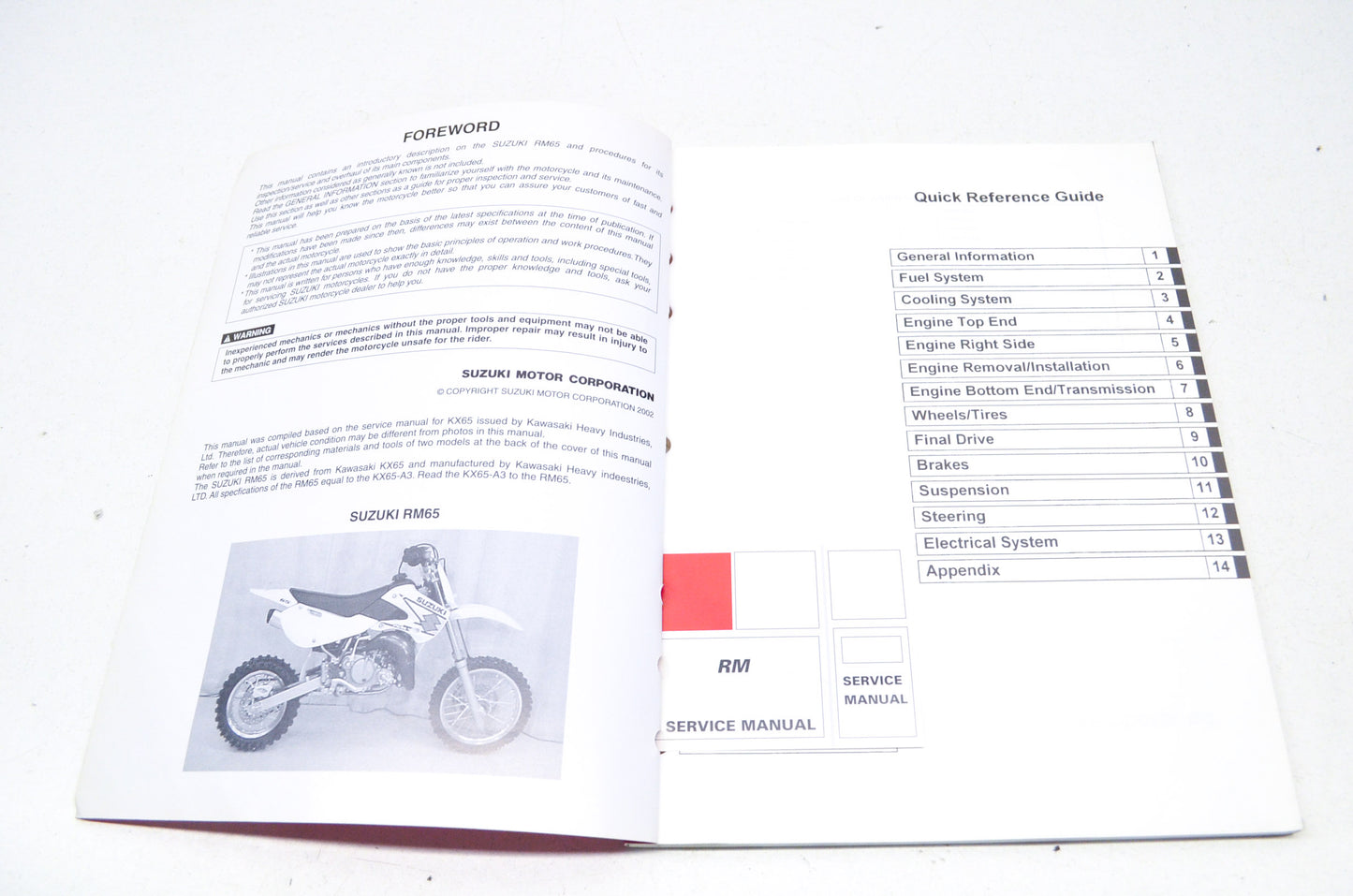 OEM Suzuki 99500-20220-01E Service Manual RM65 2003-04