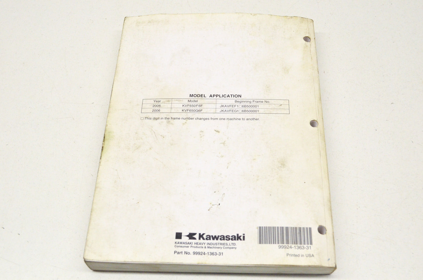 OEM Kawasaki Service Manual 06 Brute Force 6504x4 i