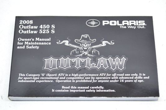 OEM Polaris 9921184 Owner's Manual 08 Outlaw 450/525S NOS