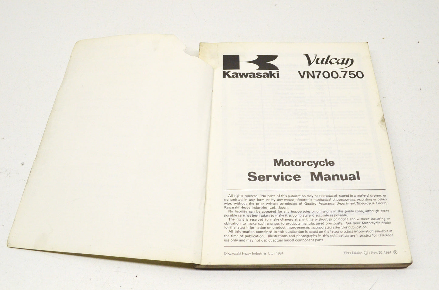 OEM Kawasaki 99924-1054-01 Service Manual VN750A