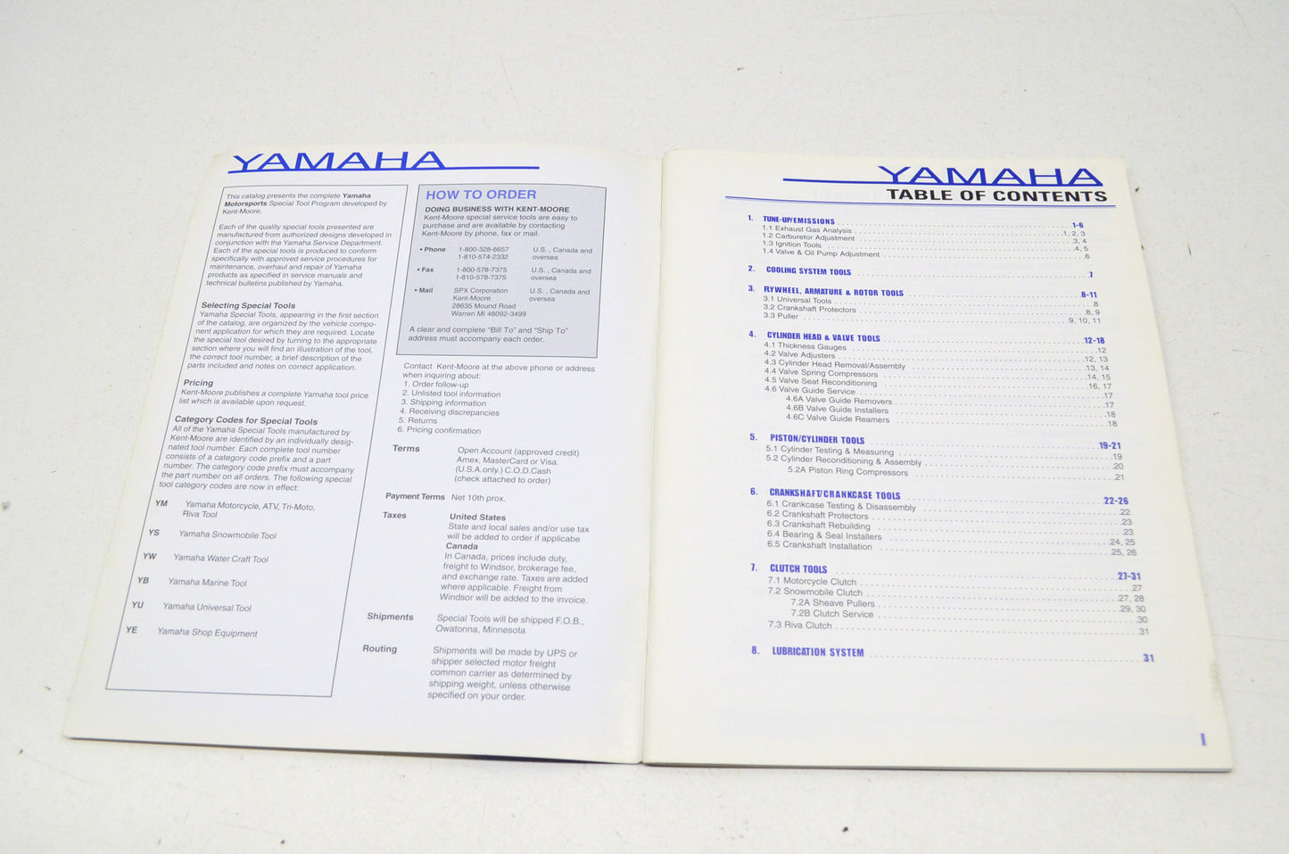 OEM Yamaha YA98-273 Motorsports Essential Service Tools Manual