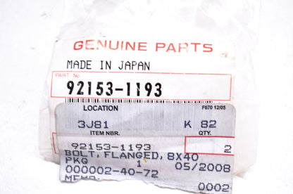 OEM Kawasaki 92153-1193 Flanged Bolt 8X40 NOS