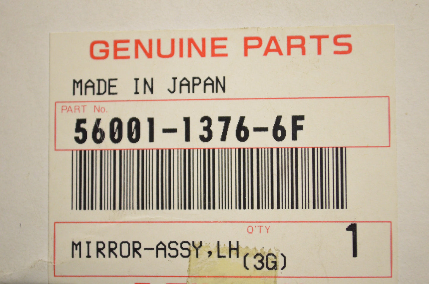 Left Hand Mirror Assembly White NOS