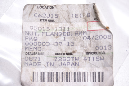 OEM Kawasaki 92015-1311 Flanged Nut 8mm NOS