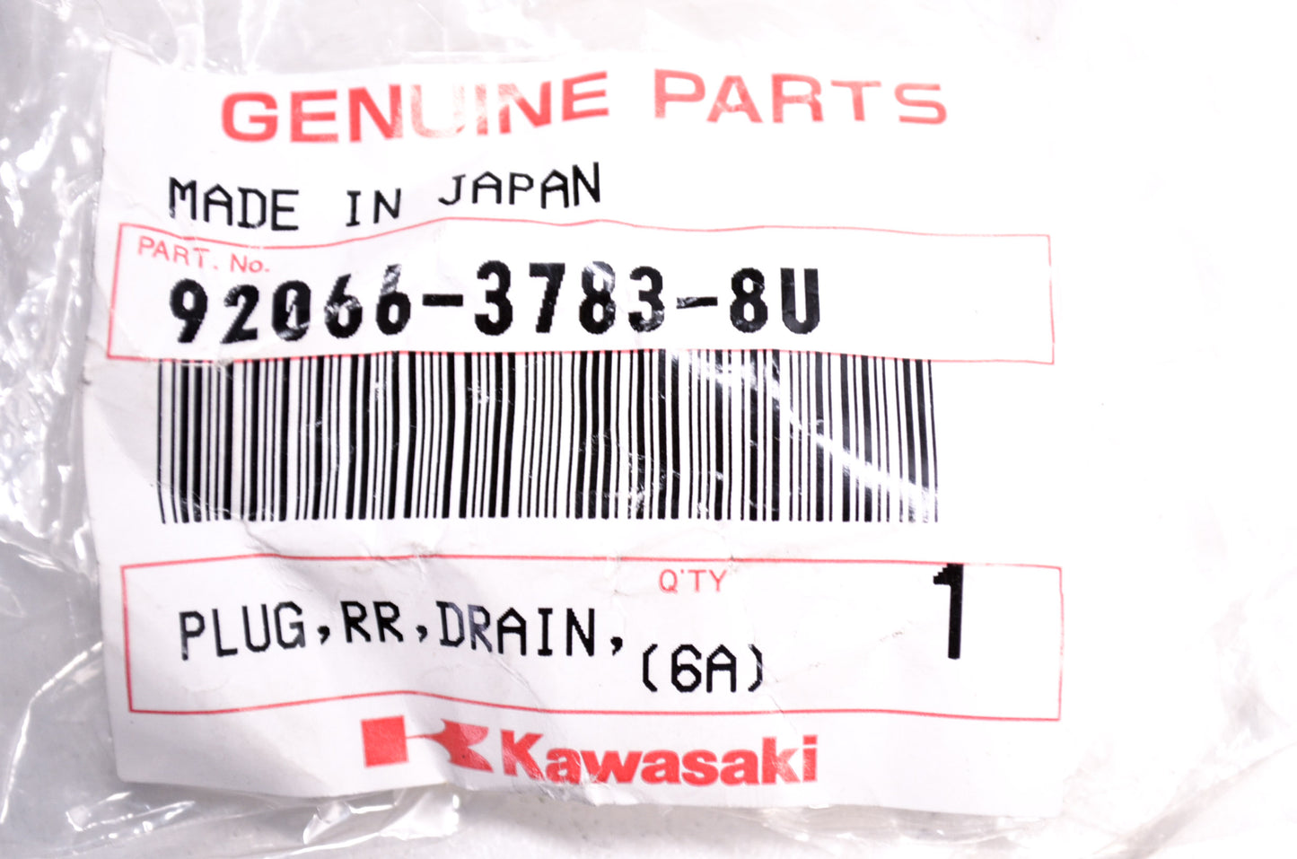 New OEM Kawasaki Rear Drain Plug 92066-3783-8U  NOS