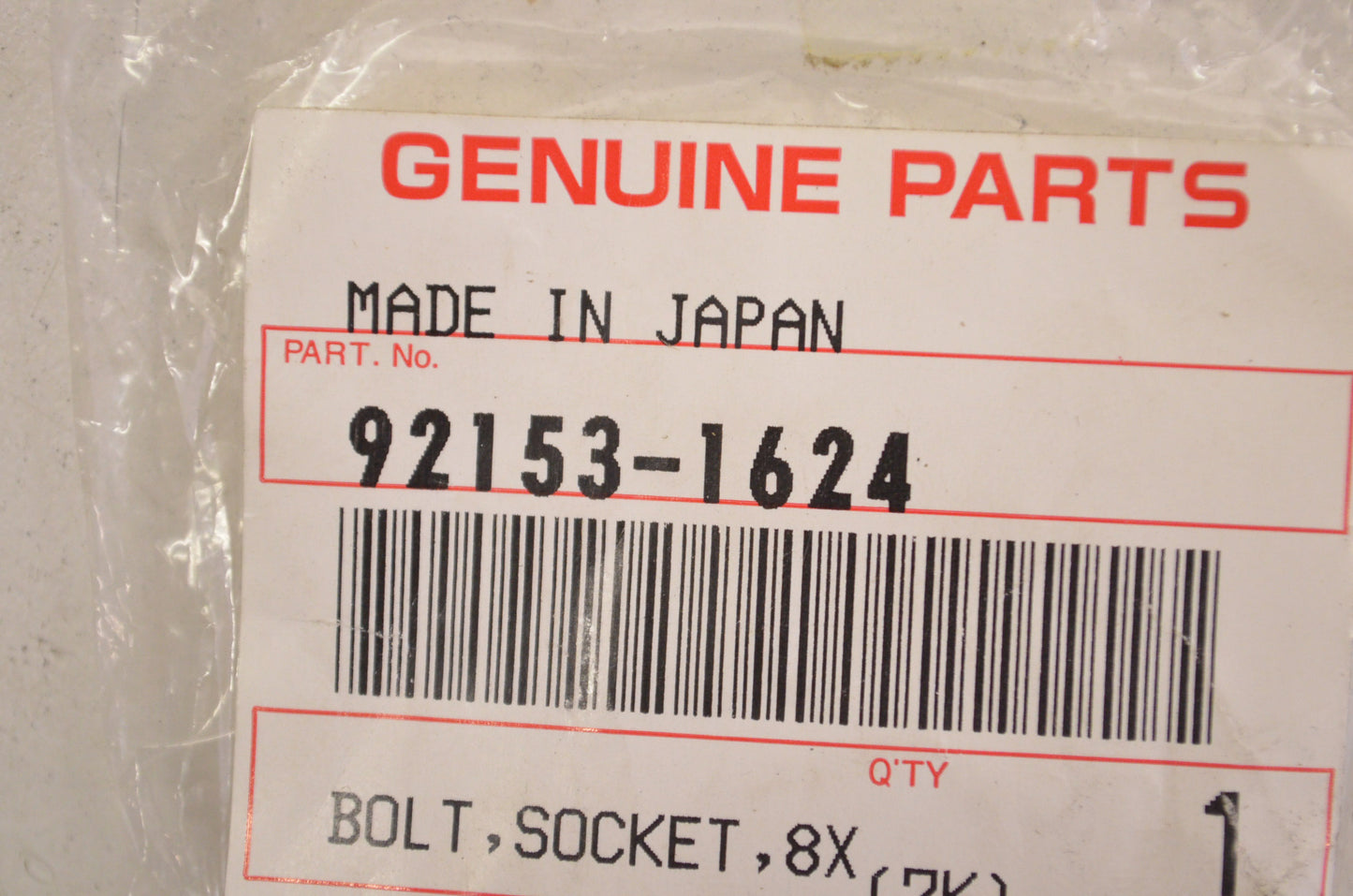 OEM Kawasaki 92153-1624 Socket Bolt 8X30 NOS