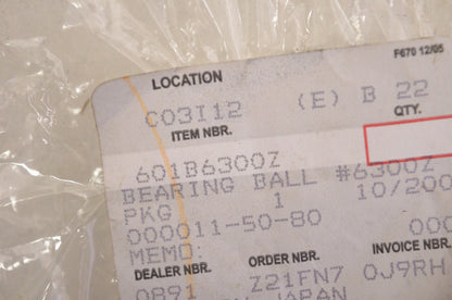 OEM Kawasaki 601B6300Z Ball Bearing #6300Z NOS