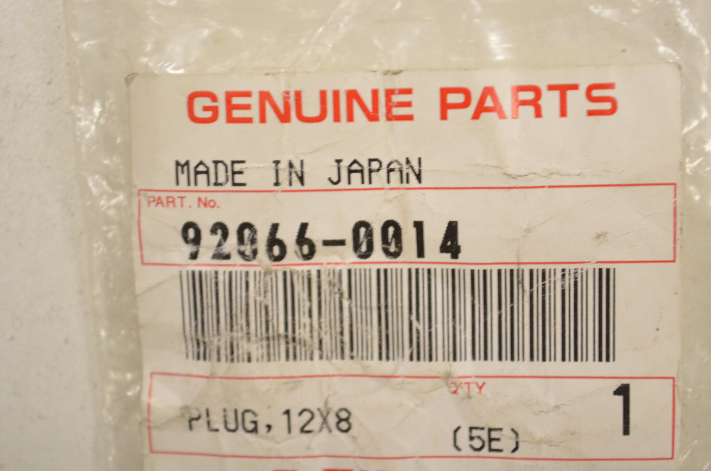 OEM Kawasaki 92066-0014 Plug 12X8 NOS