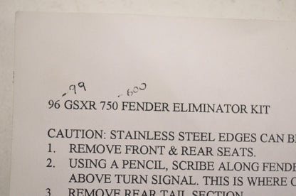 Competition Werkes GSXR600 Fender Eliminator Kit NOS