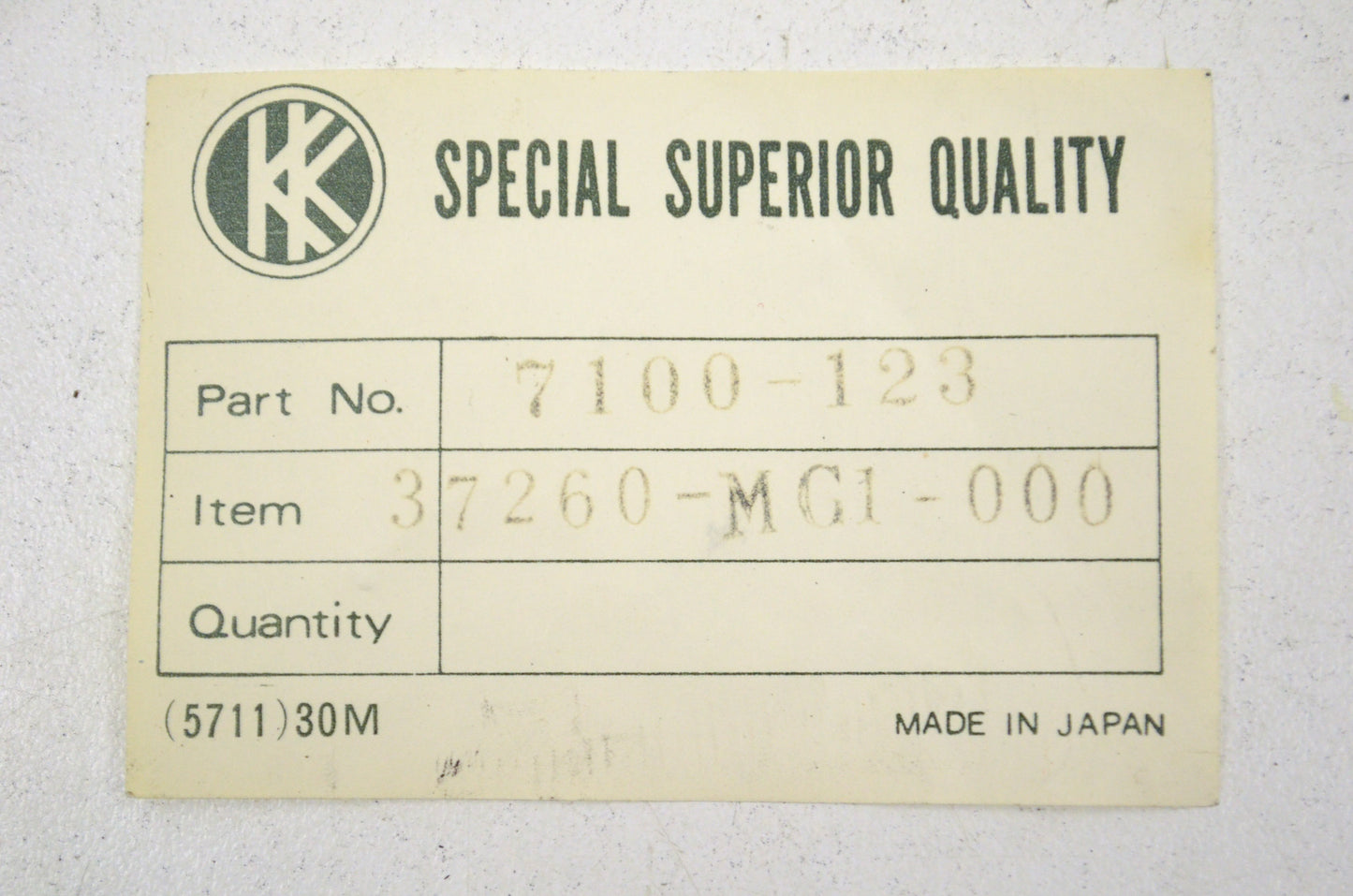 KK 7100-123, 37260-MC1-000 Cable NOS