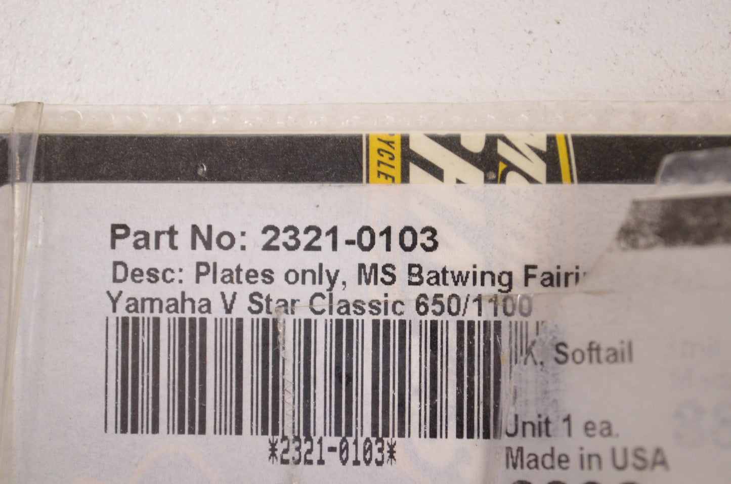 Memphis Shades 2321-0103, 8892 Batwing Plate NOS