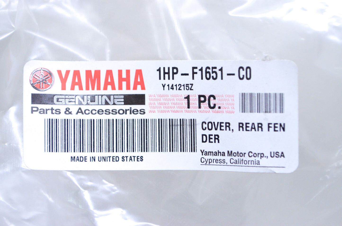 OEM Yamaha 1HP-F1651-C0-00 Rear Fender Cover