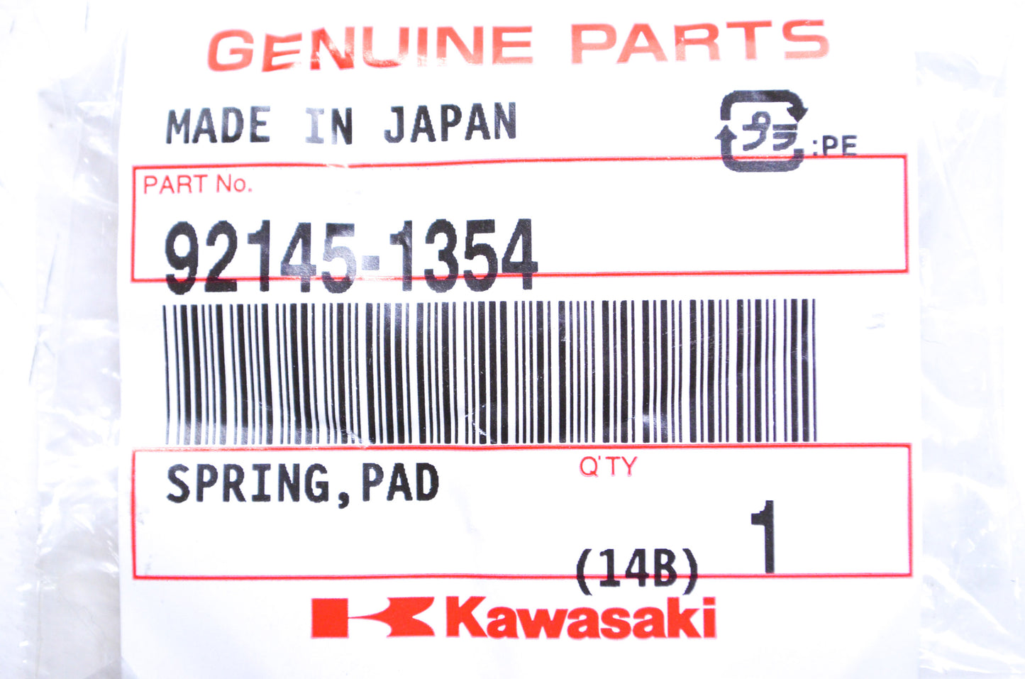OEM Kawasaki 92145-1354 Pad Spring NOS