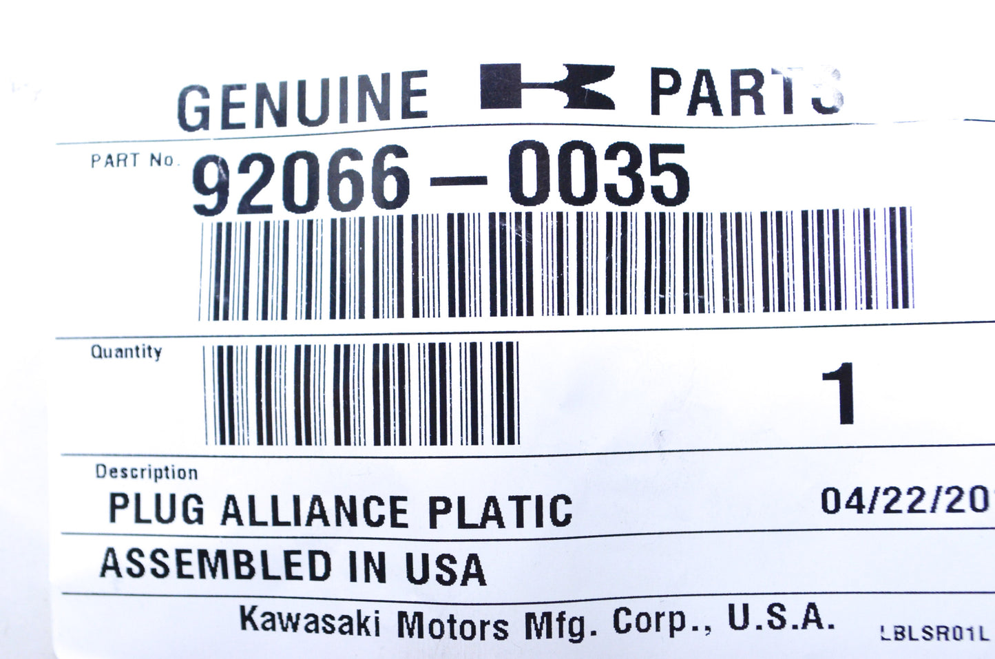 OEM Kawasaki 92066-0035 Plug Qty 2 NOS