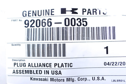 OEM Kawasaki 92066-0035 Plug Qty 2 NOS