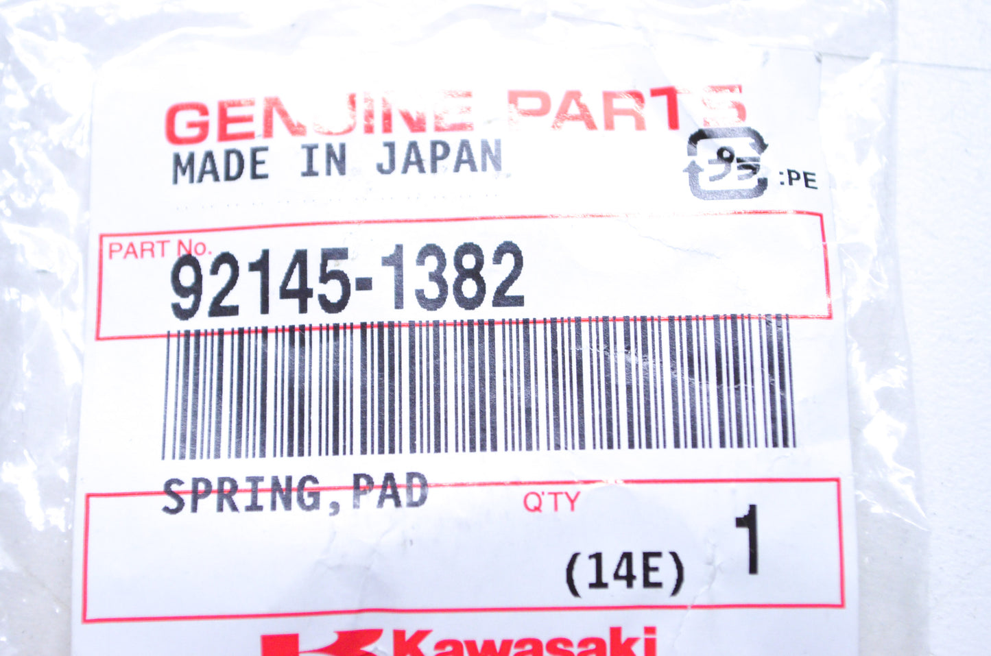 OEM Kawasaki 92145-1382 Pad Spring NOS