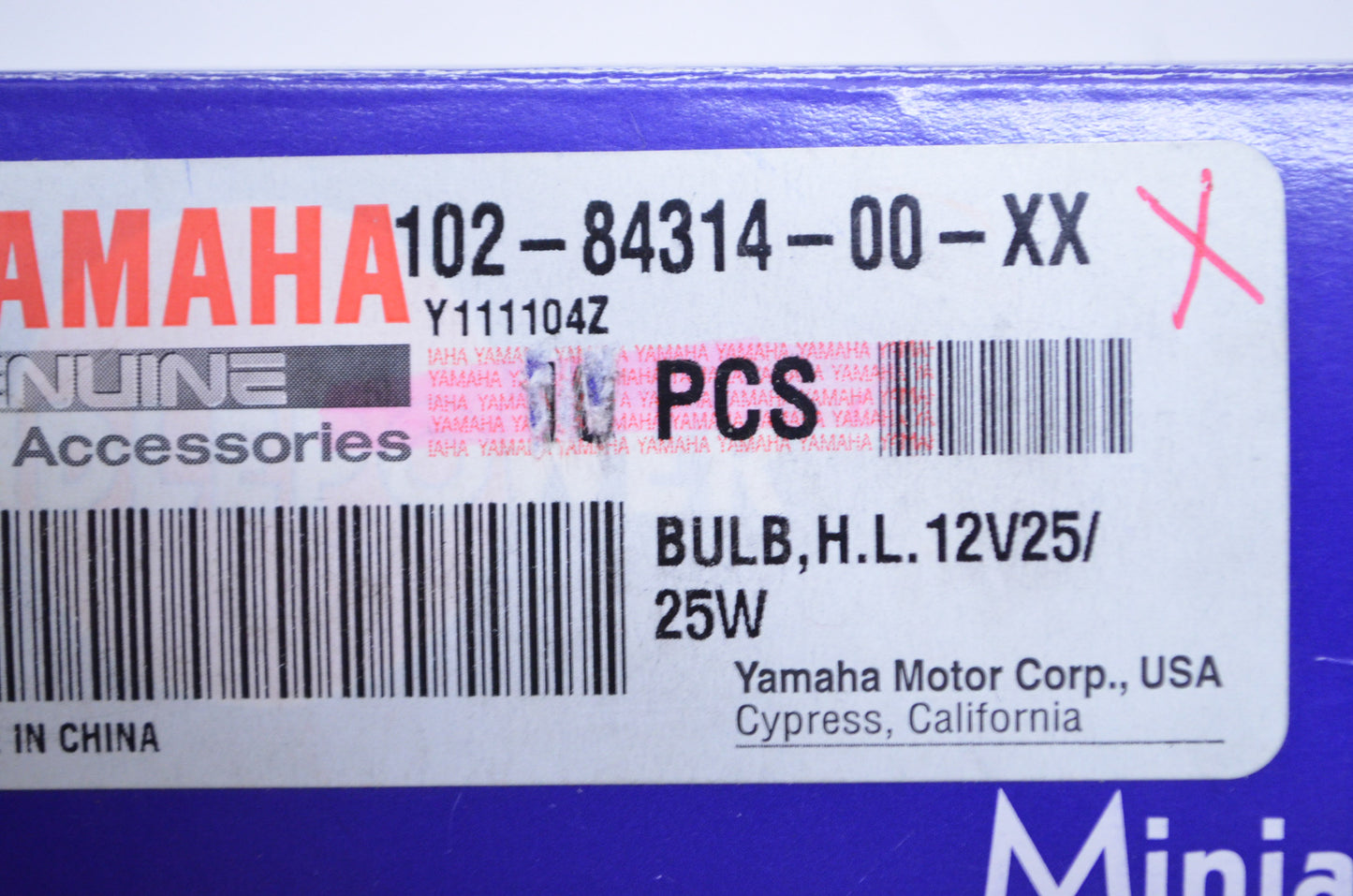 OEM Yamaha 102-84314-00-00 Headlight Bulb 12V25/25W NOS
