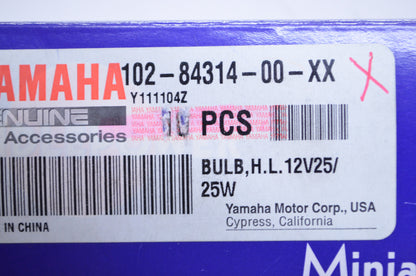 OEM Yamaha 102-84314-00-00 Headlight Bulb 12V25/25W NOS