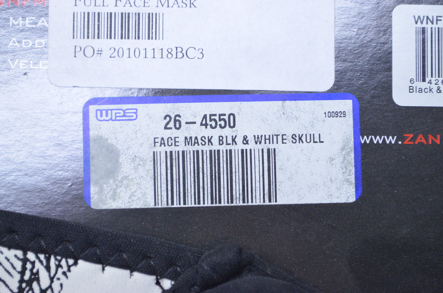 Zan Headgear 26-4550 Black & White Skull Face Mask NOS