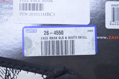 Zan Headgear 26-4550 Black & White Skull Face Mask NOS