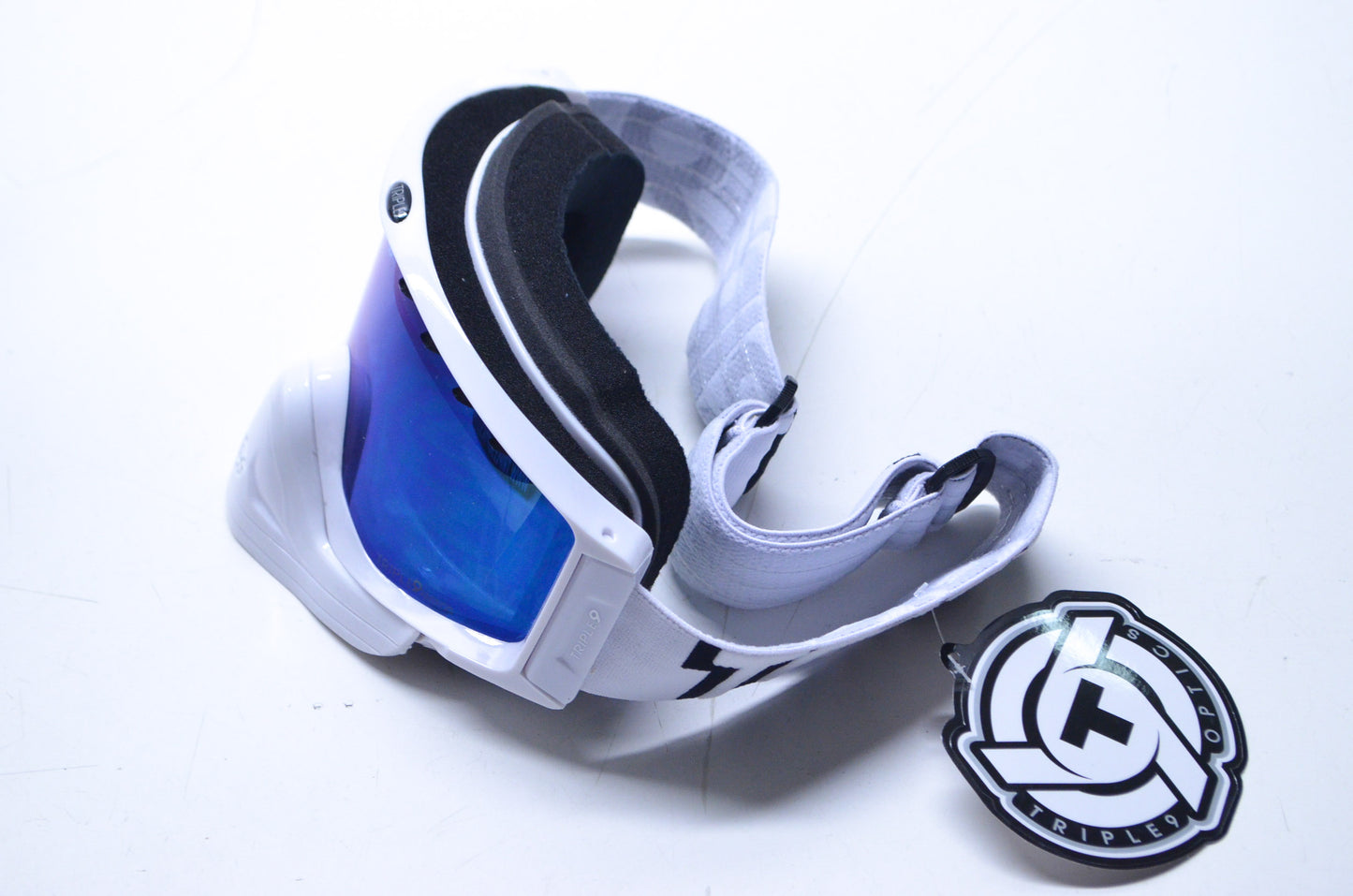 New Triple 9 Saint White Blue Mirror Goggles NOS