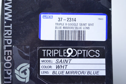 New Triple 9 Saint White Blue Mirror Goggles NOS