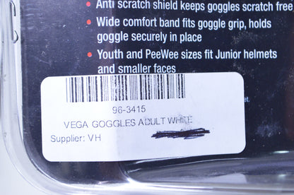 New Vega Adult White Goggles NOS