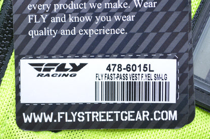 New Fly Racing Large Yellow Fast Pass Small-Large High Visibility Vest NOS