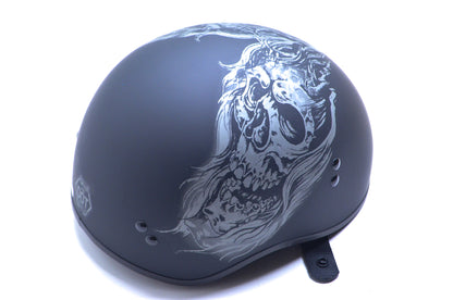 New GMAX Flat Black Skull Small Half Helmet NOS