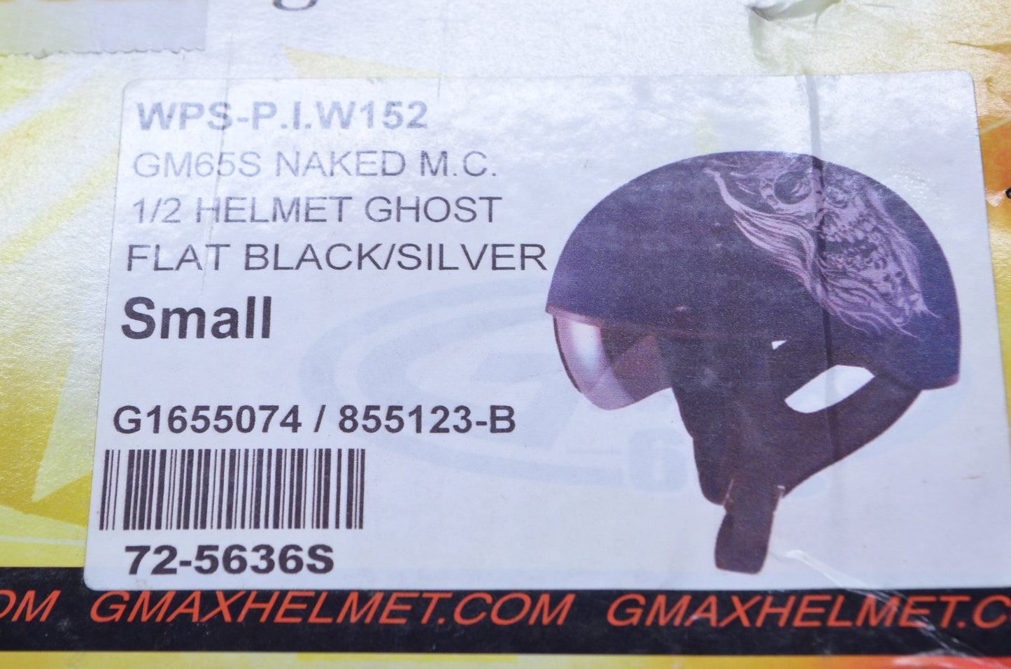 New GMAX Flat Black Skull Small Half Helmet NOS
