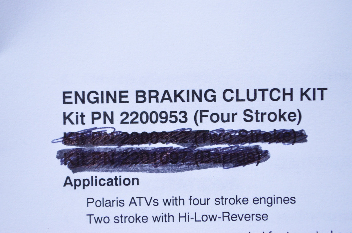 New OEM Polaris Four Stroke Engine Braking Clutch Kit NOS