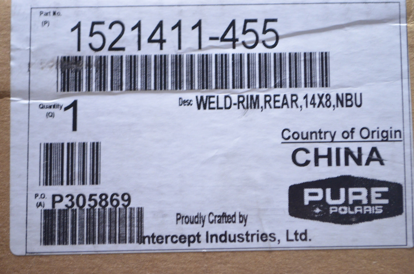 OEM Polaris 1521411-455 Rear Rim 14x8 Camo NOS