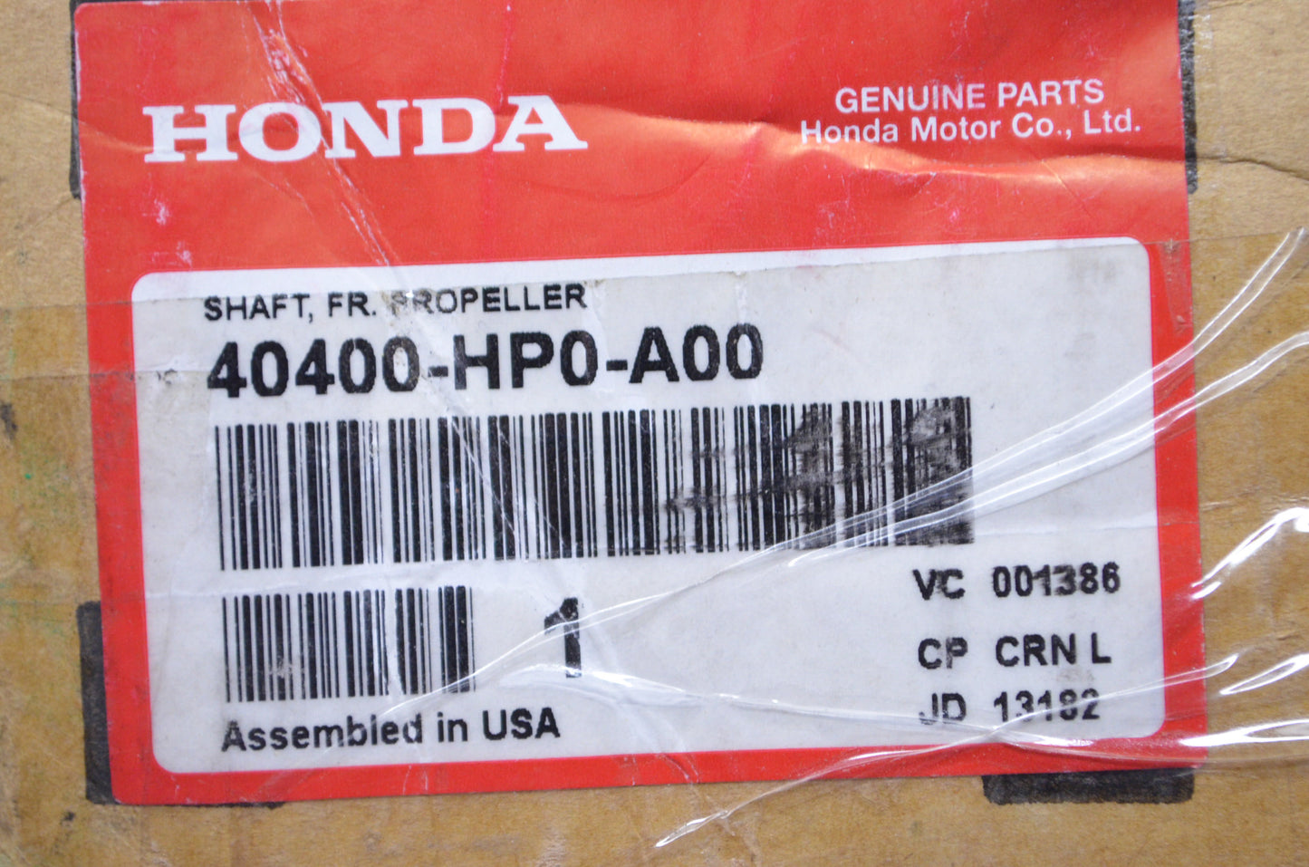 New OEM Honda Front Propeller Shaft NOS
