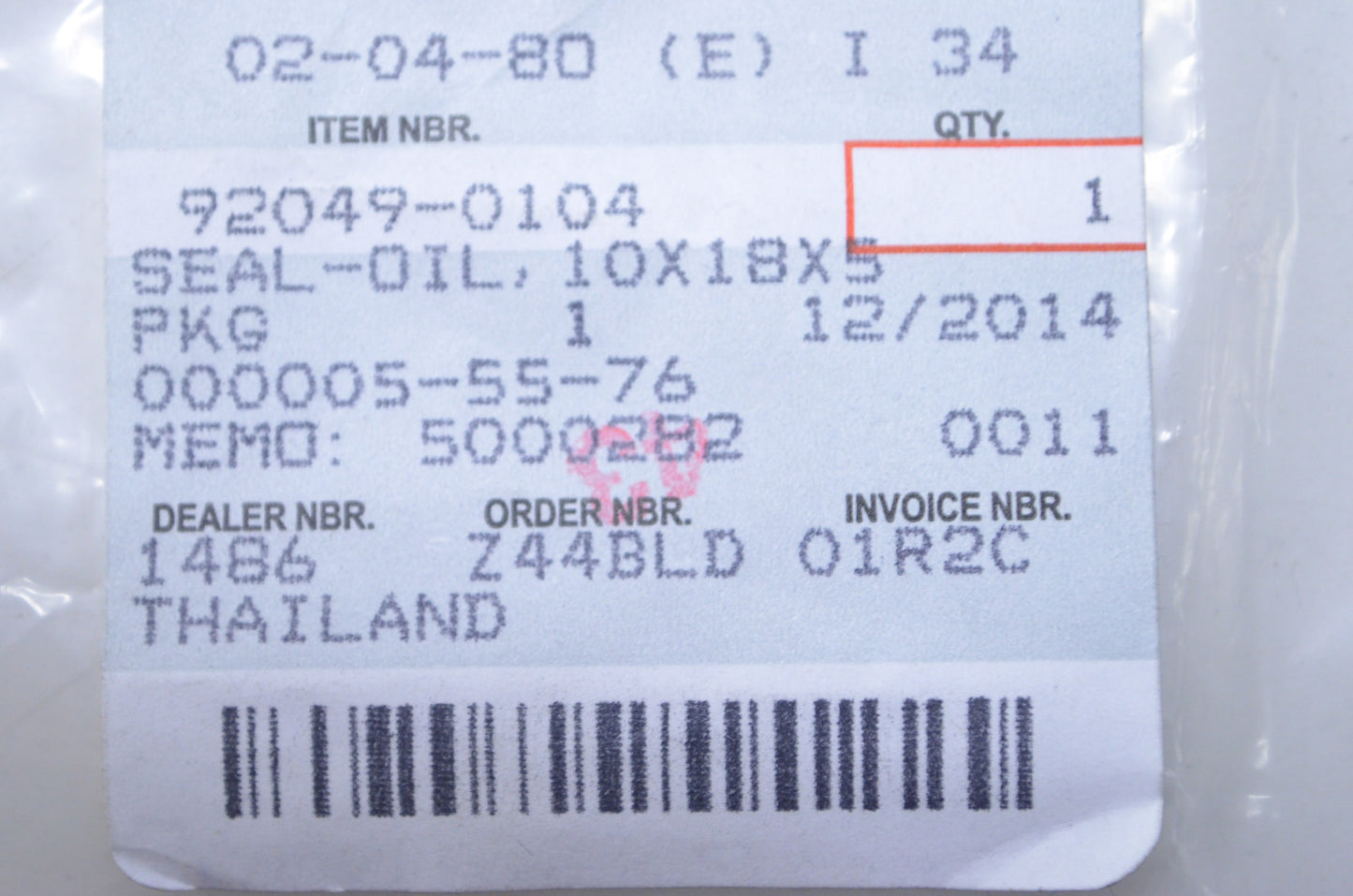 OEM Kawasaki 92049-0104 Oil Seal 10x18x5 NOS