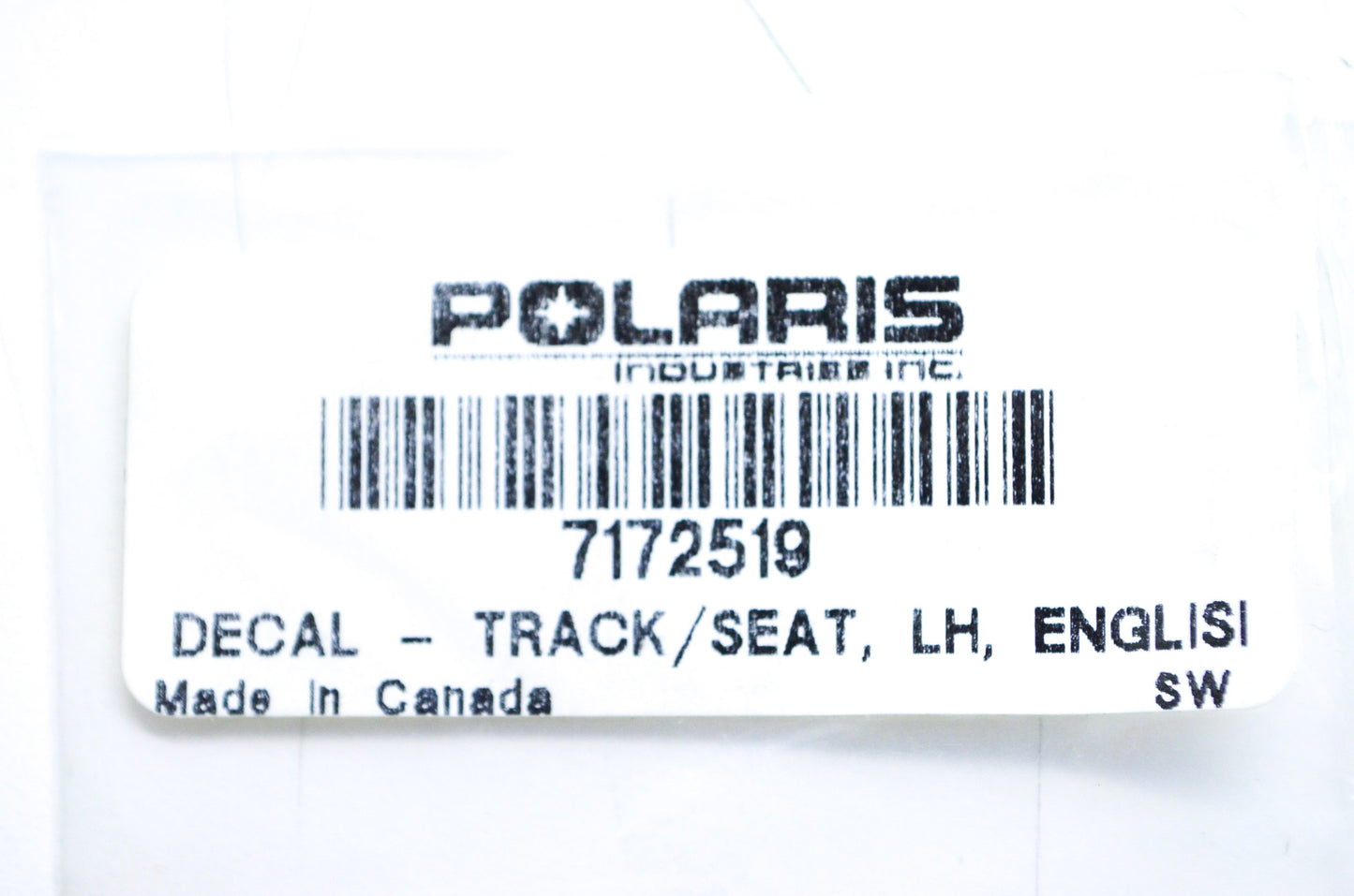 OEM Polaris 7172519 English Left Hand Track/Seat Decal NOS