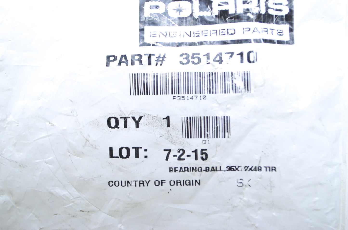 OEM Polaris 3514710 Ball Bearing 35X72X48 TIR NOS