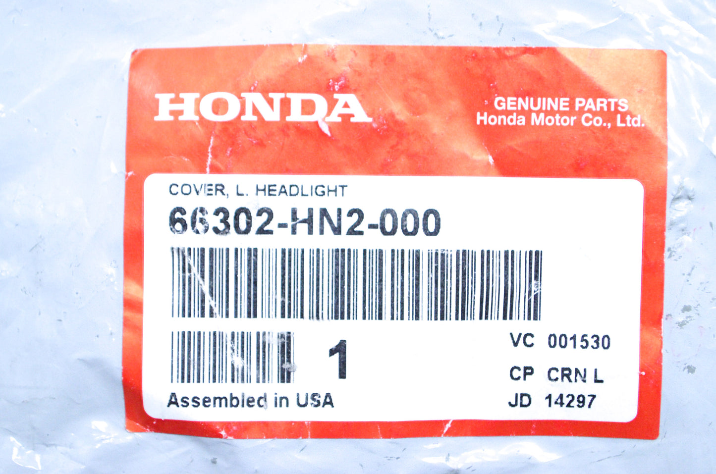 New OEM Honda Left Headlight Cover NOS