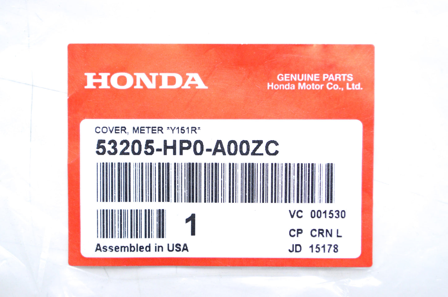 OEM Honda 53205-HP0-A00ZC Meter Cover Y151R NOS
