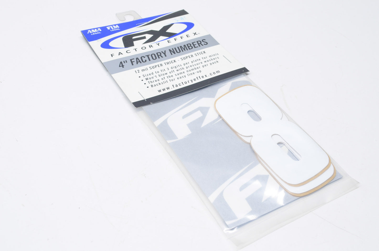 Factory Effex 08-90018 Number 8 White Factory 4 ' Number Kit NOS