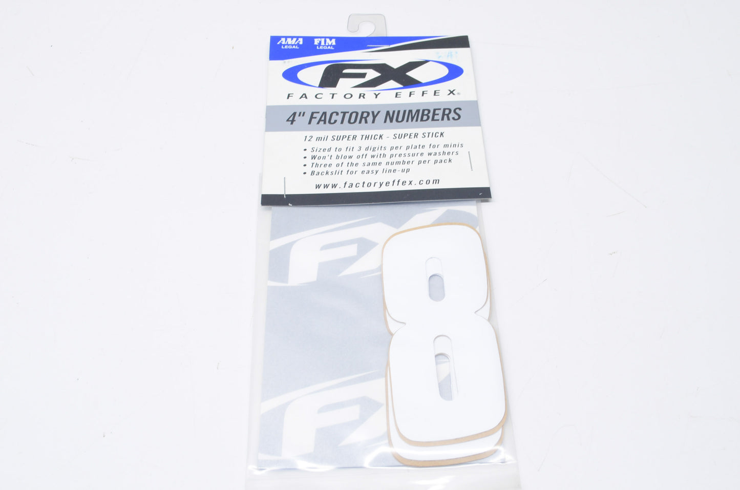 Factory Effex 08-90018 Number 8 White Factory 4 ' Number Kit NOS
